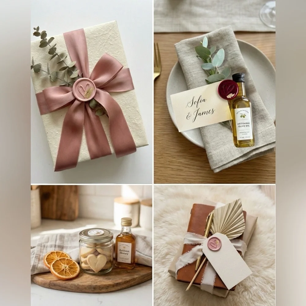 22k Gold Leaf Handmade Heart Wax Seals Wedding Invite Peel & Stick | 25 pack
